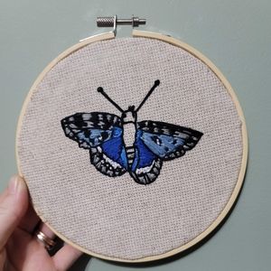 Blue Butterfly Embroidery
